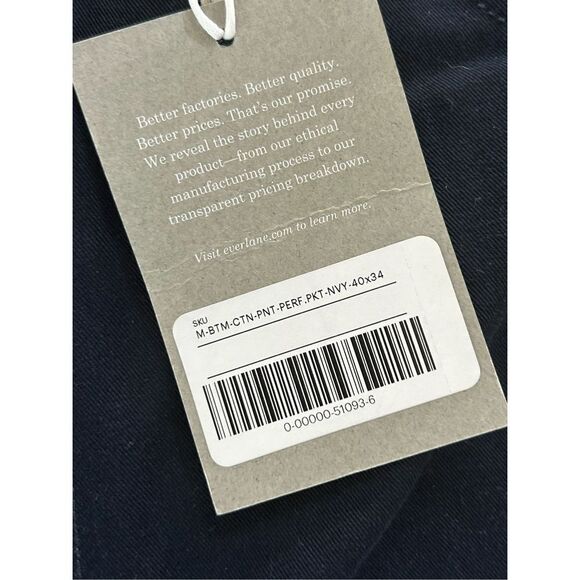 Everlane The Performance 5-Pocket Pants Men’s Navy Blue Size 40 x 34 - Picture 7 of 8